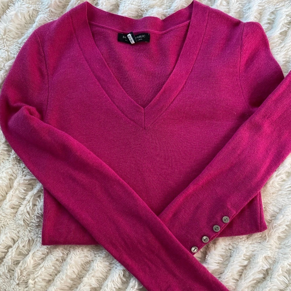 Banana Republic Pink V-Neck Sweater